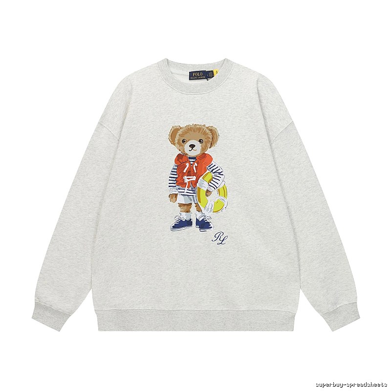 Ralph Lauren Bear Print Light Grey Sweatshirt