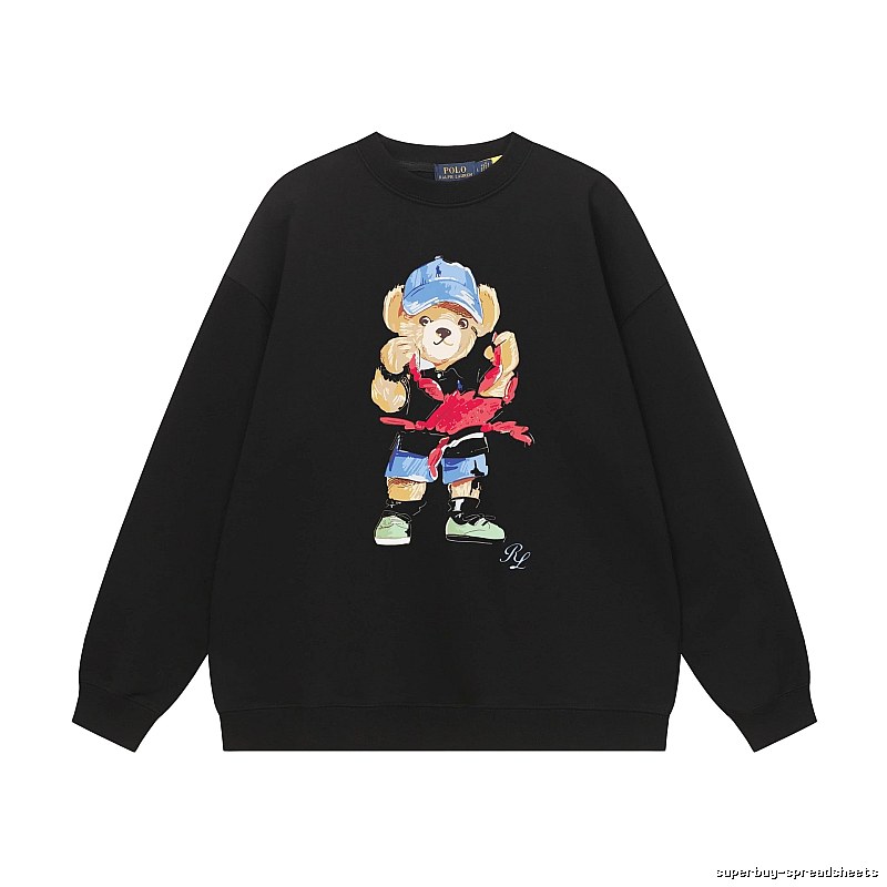 Ralph Lauren Bear Streetwear Black Sweatshirt