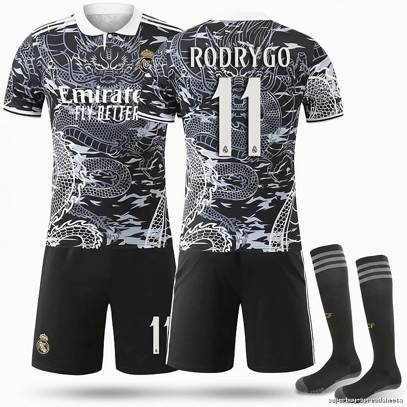 Real Madrid dragon pattern Chinese style black jersey