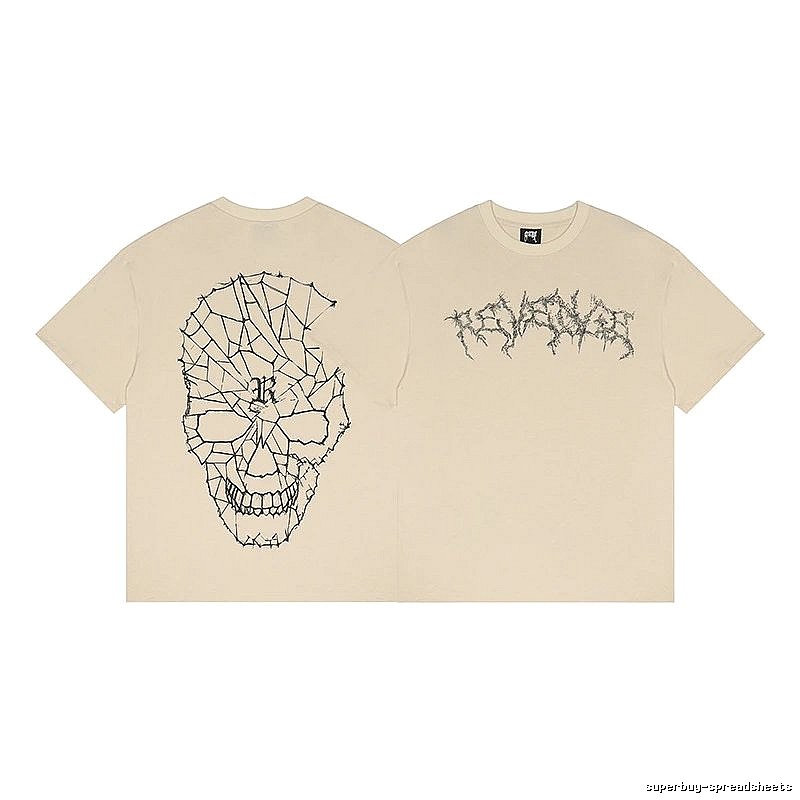 Revenge Beige Skull Graphic T-Shirt Bold Graphic