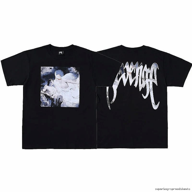 Revenge Black Skull Graphic T-Shirt Casual Layering