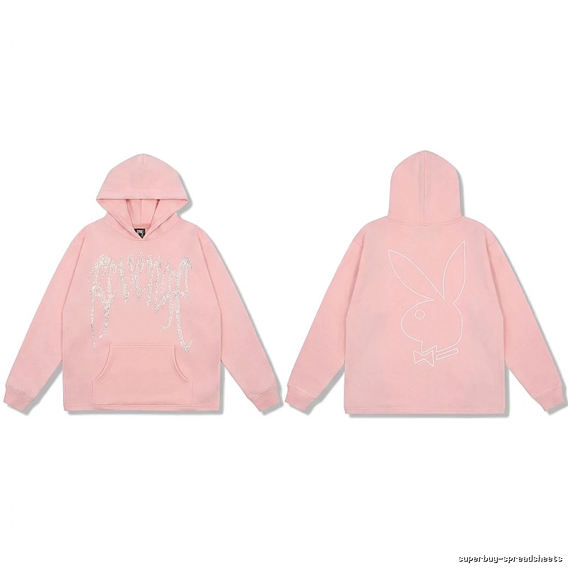 Revenge rabbit print pink hoodie