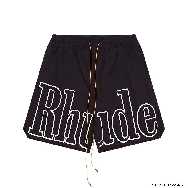 RHUDE letter-style black shorts
