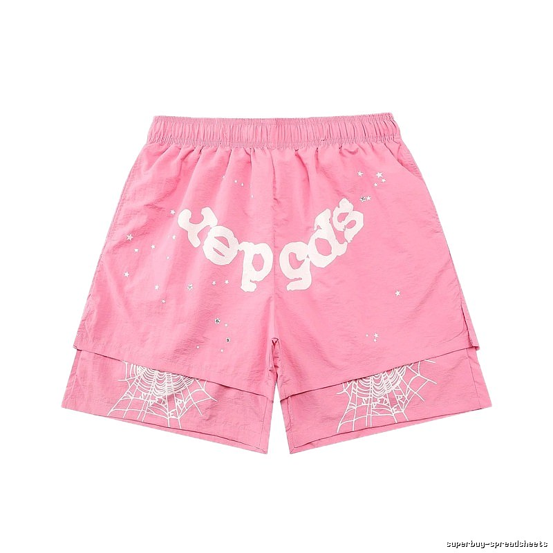 Sp5der star - printed pink shorts