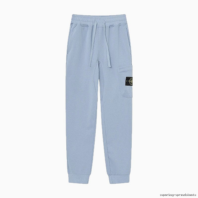 Stone Island Compass Badge Street Style Light Blue Cuffed Jogger Sweatpants