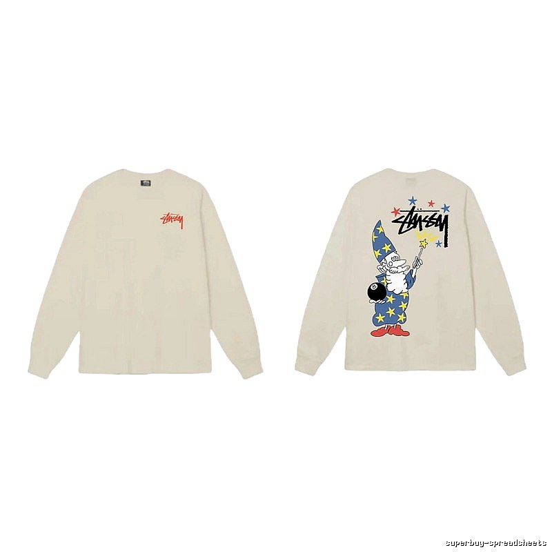 Stussy cartoon print beige long-sleeve