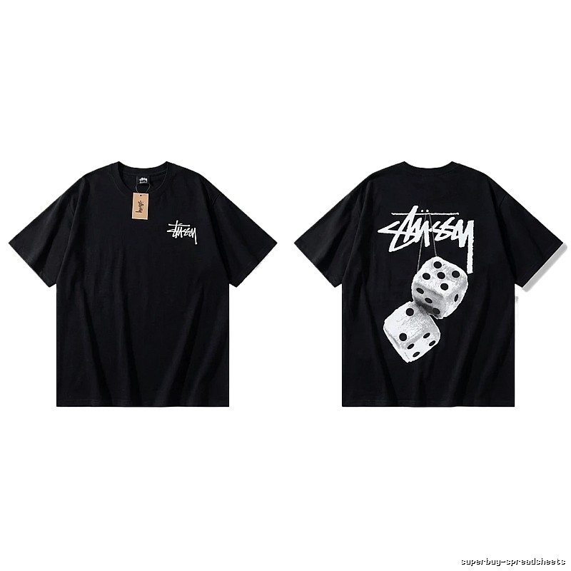 Stussy Dice Trendy and Cool Style Black T-shirt