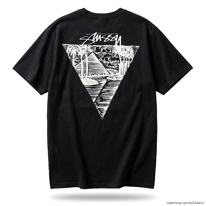 Stussy triangle print style black T-shirt