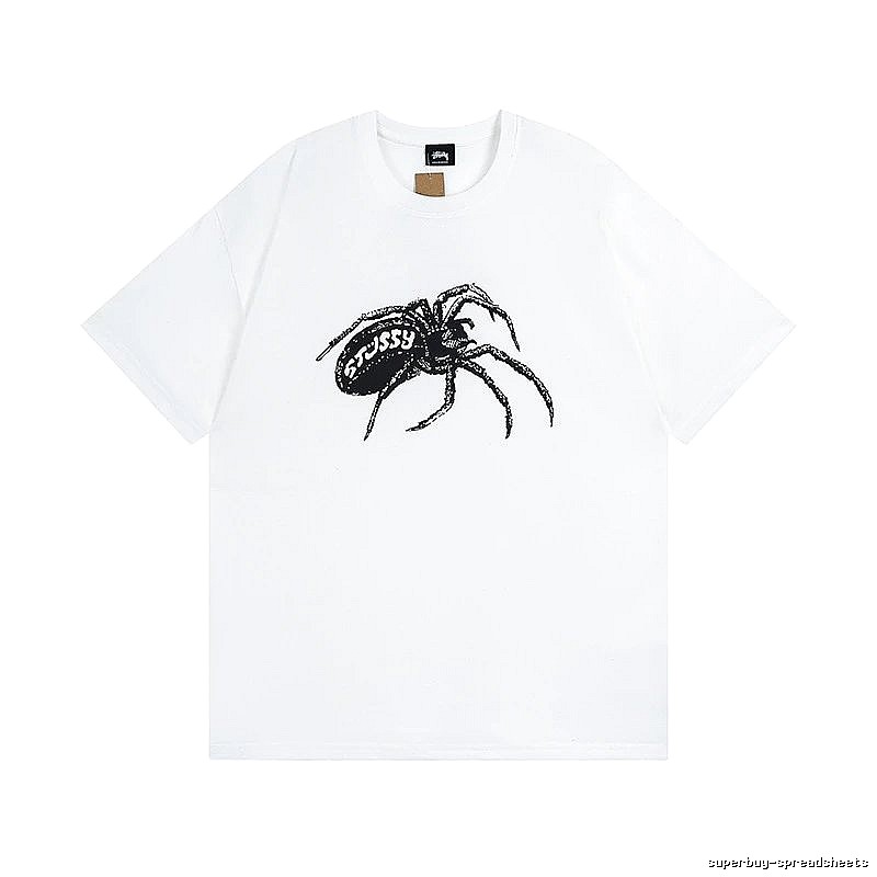 Stussy White Spider Graphic T-Shirt Daily Styling Logo