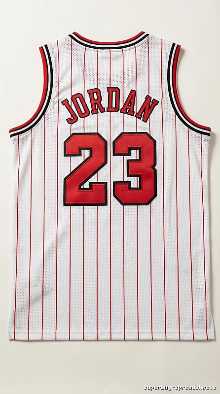The retro white and red jersey of the Michael Jordan